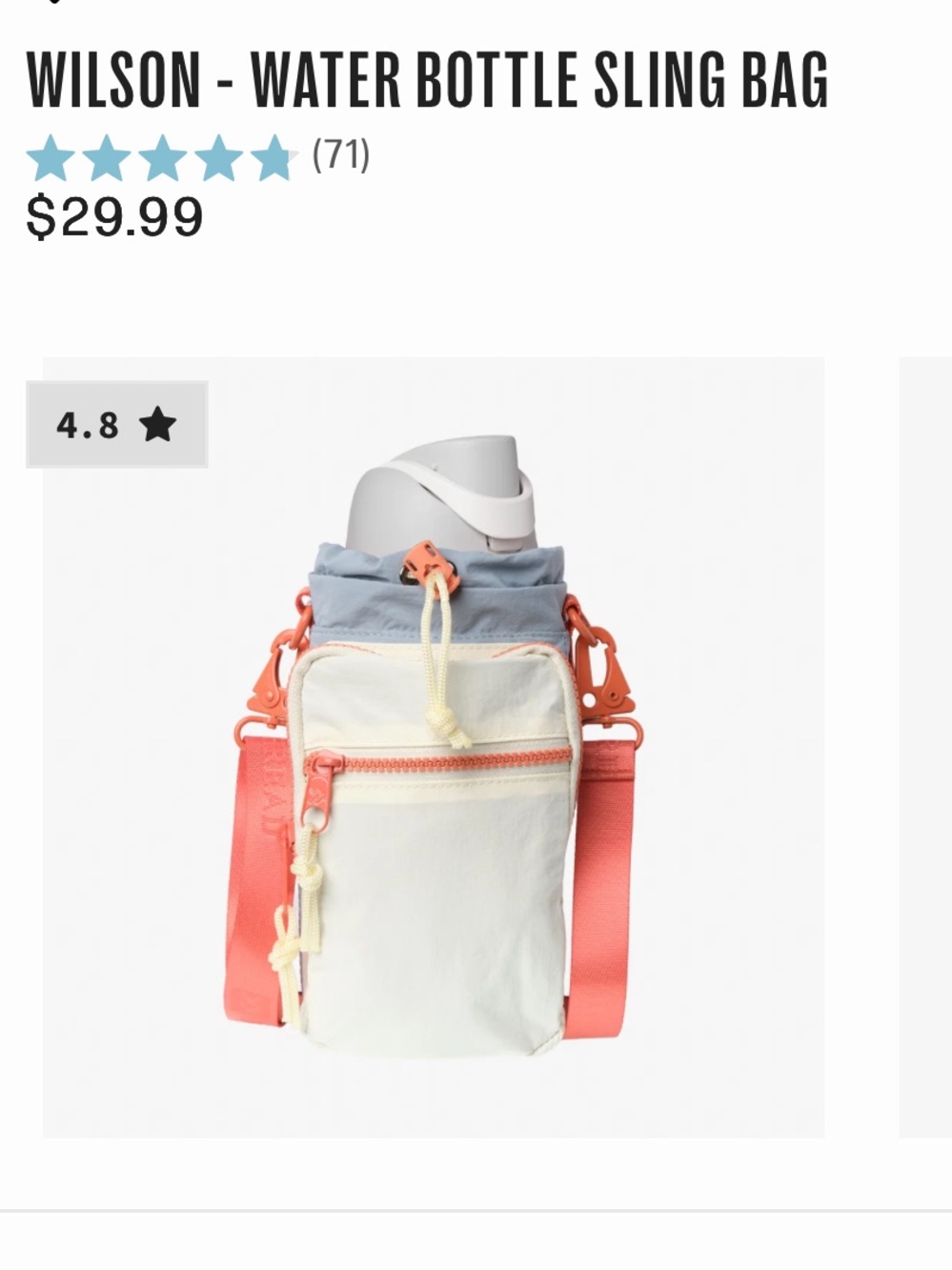 THREAD Water Bottle Crossbody Sling Bag Blue Coral Cream